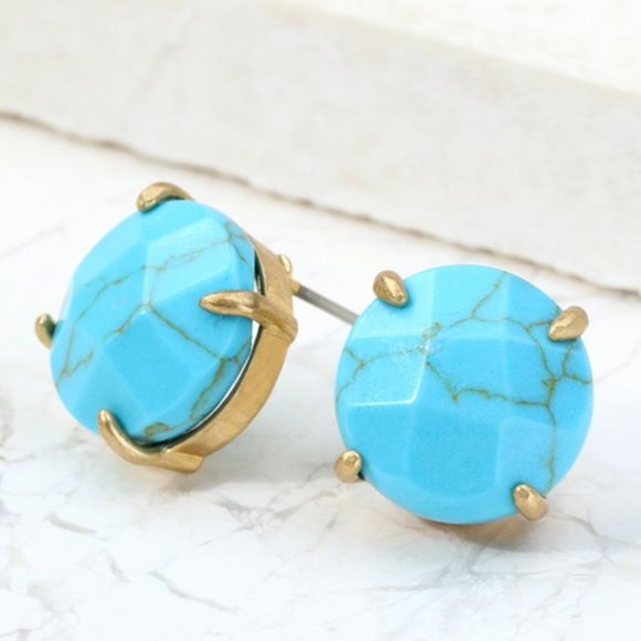 Blush & Belle Jewelry - Turquoise Natural Stone Stud Earrings